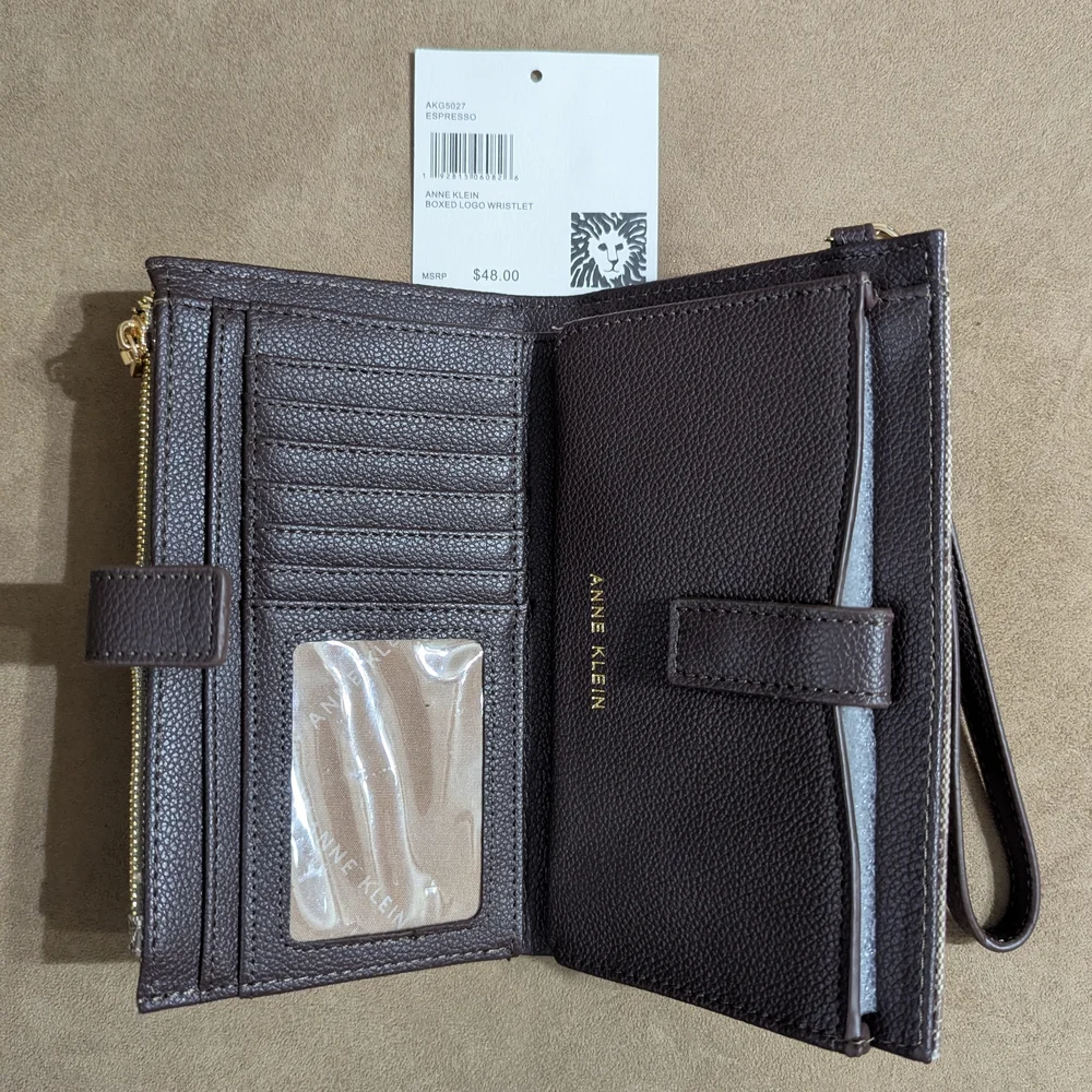Anne Klein Signature Brown Wristlet Clutch
